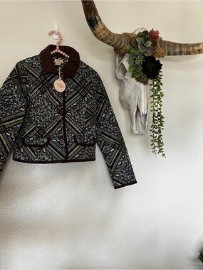 NWT Camila Coelho Quilted Paisley Quilted Jacket Dax Hill House Horses Boots L